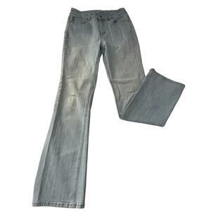 Chicos Platinum Jeans Womens 0 Blue Denim High Rise Boot Cut Light Wash Stretch